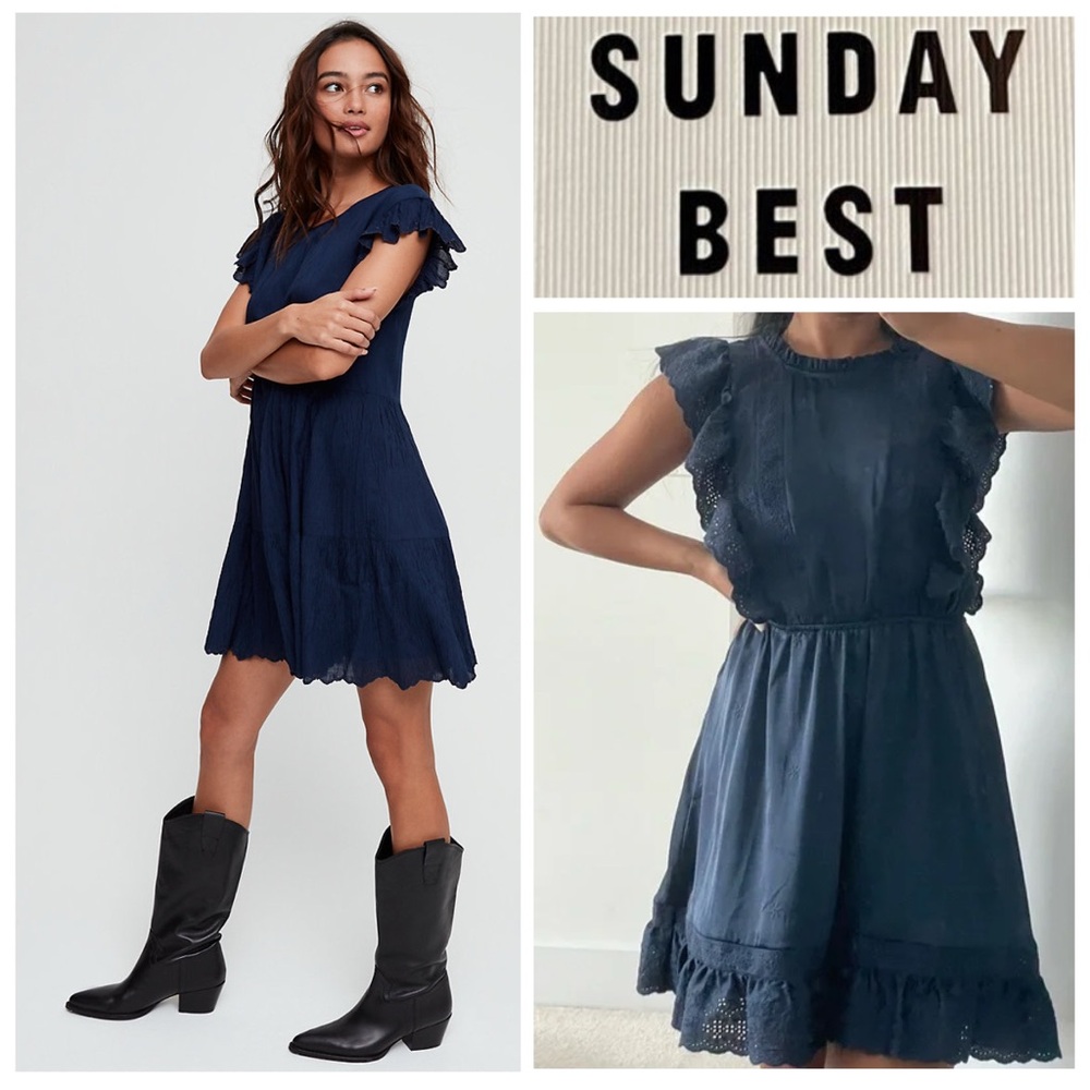 Sunday Best Navy Blue Ruffle Dress